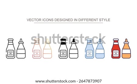 Ketchup Bottle icon design with white background stock illustration