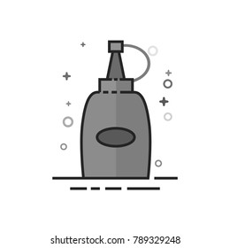 Ketchup bottle icon in flat outlined grayscale style. Vector illustration.