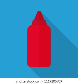 Ketchup Bottle Icon in Flat Style