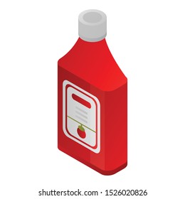 Ketchup bottle icon. Isometric of ketchup bottle vector icon for web design isolated on white background