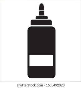 Icono de botella de Ketchup. Símbolo del frasco de Ketchup. Diseño plano. Material - Ilustración de vectores