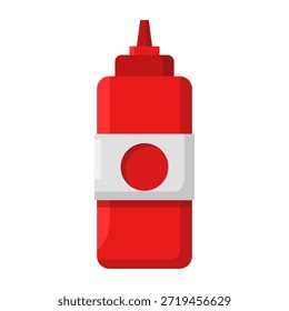 Ketschup-Flasche mit Vektorgrafik auf weißem Hintergrund