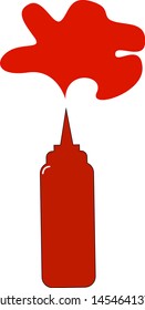 Ketchup in bottle, illustration, vector on white background.