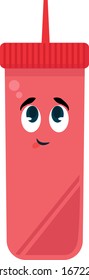 Frasco de Ketchup, ilustración, vector sobre fondo blanco.