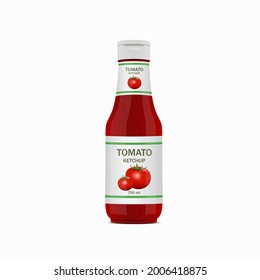 Ketchup Bottle Isolated On White. Vector Illustration 