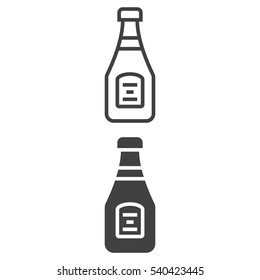 Ketchup Bottle line icon, outline and filled vector sign, linear and full pictogram isolated on white. Symbol, logo illustration