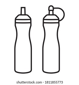 Ketchup Bottle / Mustard Squeeze Bottle Line Art Icon For Apps And Websites