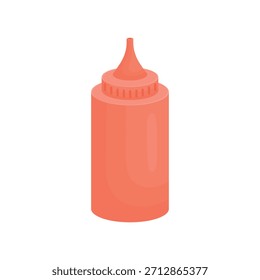 Ketchup en una botella sobre un fondo blanco. Ketchup para cafés de comida rápida. Elementos de cocina.