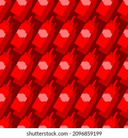 El patrón de botellas de Ketchup no tiene fisuras. Borrando fondo de ketchup. textura vectorial