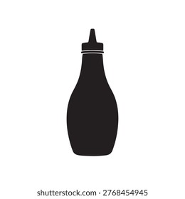 Ketchup bottle silhouette icon vector flat design.