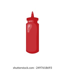 Clipart de Vector de botella de ketchup. Botella simple de salsa roja. Símbolo de concepto de cocina y cocina. Stock de Imagen aislada sobre un fondo blanco. En estilo dibujado a mano.