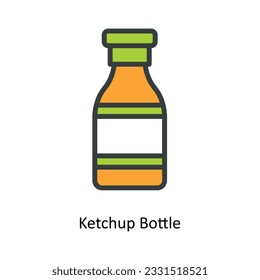 Vector de botellas de Ketchup   Rellenar ilustración de diseño de iconos de esquema. Símbolo de cocina y hogar sobre fondo blanco archivo EPS 10