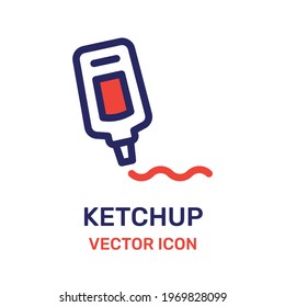 Ketchup bottle vector icons for web design on white background