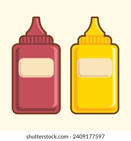 ketchup and chili sauce bottle vector illustration
