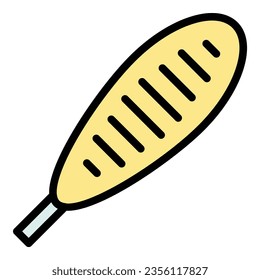 Ketchup corn dog icon outline vector. Corndog stick. Sausage fried color flat