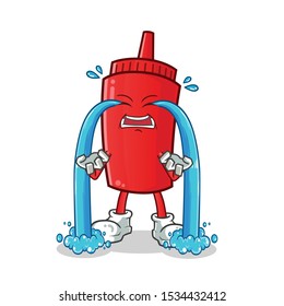 ketchup cry mascot vector cartoon illustration