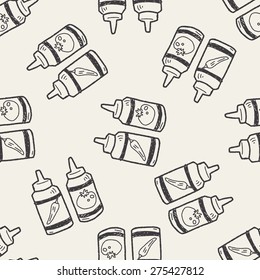 ketchup doodle seamless pattern background