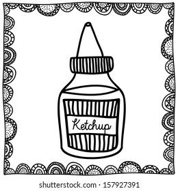 ketchup drawing over white background vector illustration