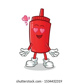 ketchup fall in love mascot vector cartoon illustration