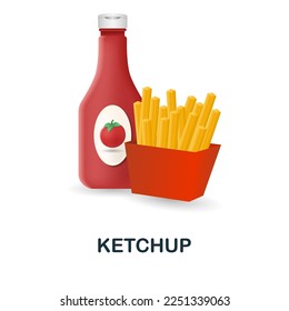 Ketchup icon. 3d illustration from fast food collection. Creative Ketchup 3d icon for web design, templates, infographics and more