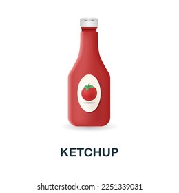 Ketchup icon. 3d illustration from food market collection. Creative Ketchup 3d icon for web design, templates, infographics and more