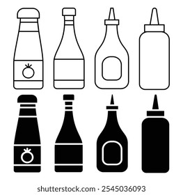 Ketchup icon collection on white background