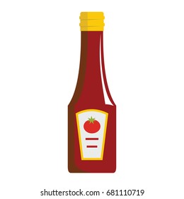 Ketchup icon isolated on white background. Cartoon ketchup bottle. Ketchup vector illustration