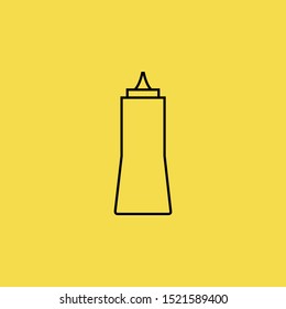 Ketchup icon isolated on Yellow Background. Fast Food Concept. - Vector 