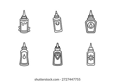 Ilustración vectorial de arte de línea de icono de ketchup aislada