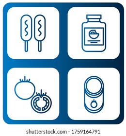 Ketschup-Symbol-Set. Sammlung von Maishunden, Mayonnaise, Tomatensymbole