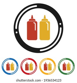 Juego de iconos de Ketchup. ilustración vectorial de diseño plano en 5 colores opciones de diseño web