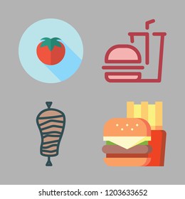 ketchup icon set. vector set about kebab, hamburger, fast food and tomatoes icons set.