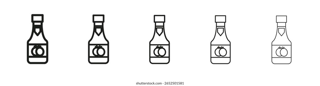 Signo de ilustración de conjunto de Vector de icono de salsa de tomate