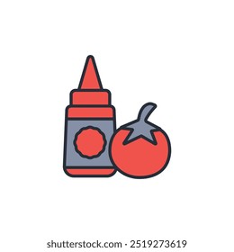 Icono de salsa de tomate. Vector. Trazo editable. signo de estilo lineal para uso Diseño web, logotipo. Ilustración de símbolo.