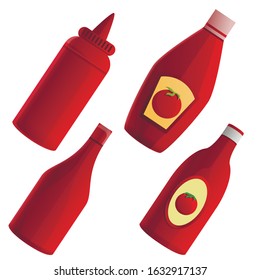 Ketchup icons set. Cartoon set of ketchup vector icons for web design