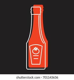 Ketchup in line with color silhouette style icon vector illustration for design and web isolated on black background. ketchup vector object for labels