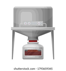 Ketchup Manufacturing with Tomato Sauce Boiling in Tank Process Vector Illustration