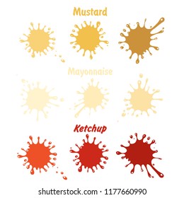 Ketchup, mayonnaise and mustard isolated on white background. Set. Vector Illustration 