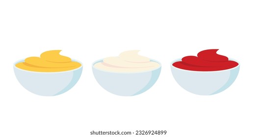 ketchup, mayonnaise and mustard sauce for french fries