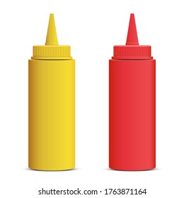 Ketchup and mustard bottle vector design illustration isolated on white background