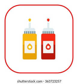 Ketchup and mustard bottles
