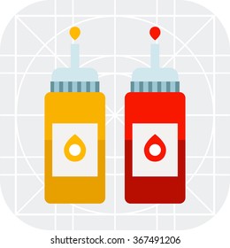 Ketchup and mustard bottles