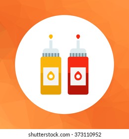 Ketchup and mustard bottles