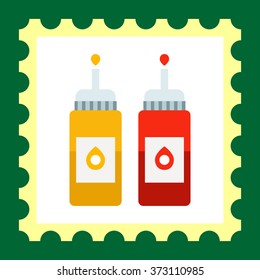 Ketchup and mustard bottles