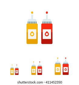 Ketchup and mustard bottles