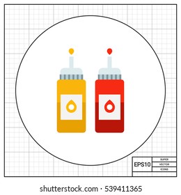 Ketchup and mustard bottles