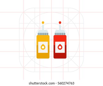 Ketchup and mustard bottles
