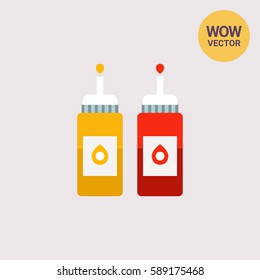 Ketchup and mustard bottles