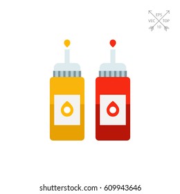 Ketchup and mustard bottles