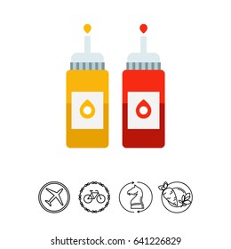 Ketchup and mustard bottles